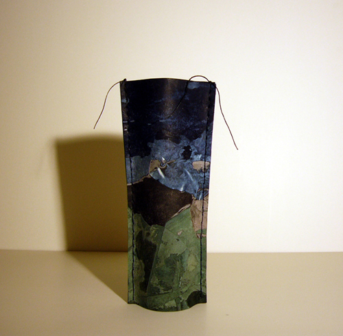 Flaschenkleid Unikat, Collage in blau-grün